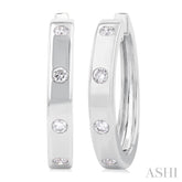 1/3 ctw Flush Bezel Set Diamond Fashion Hoop Earring in 14K White Gold